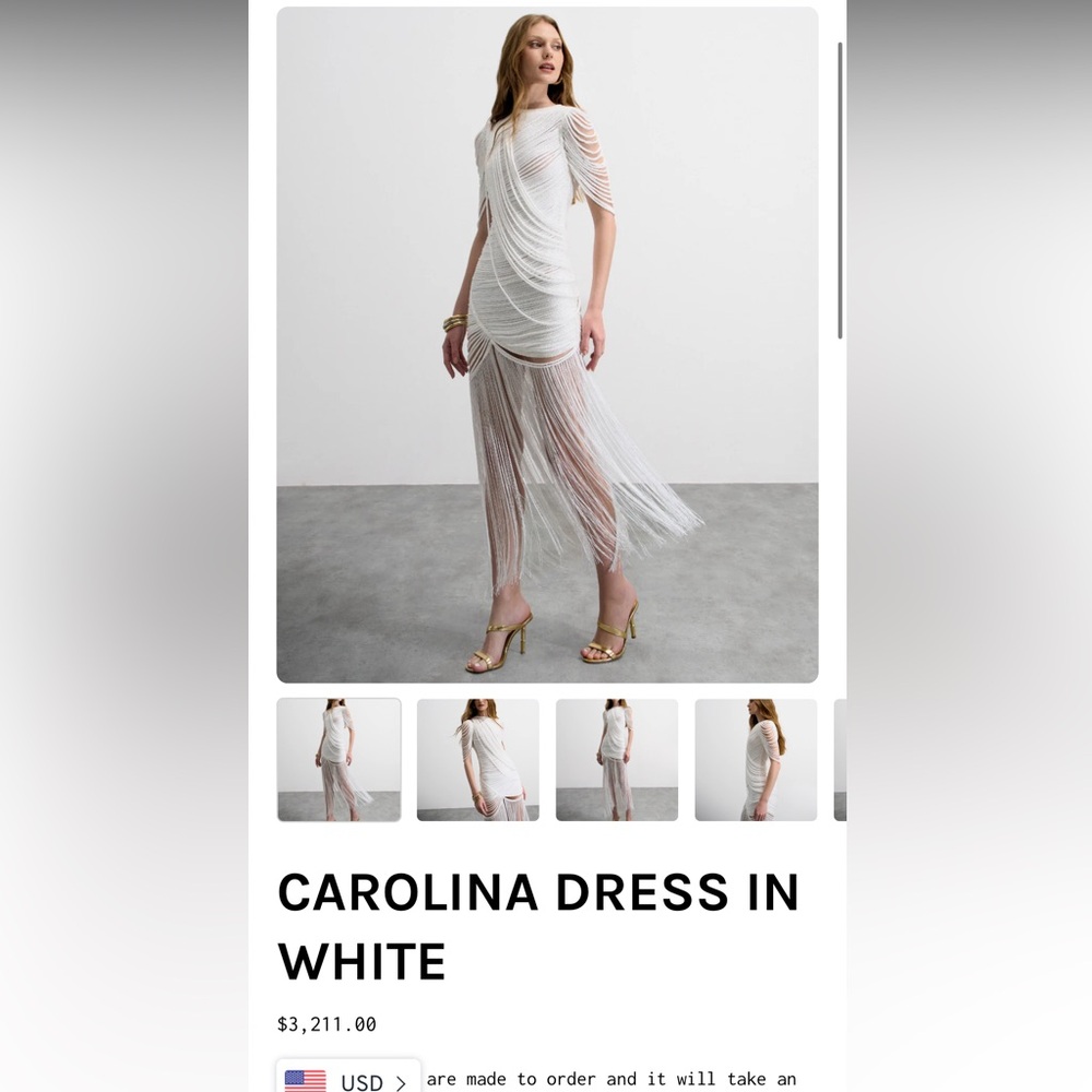 ANDREA ALMEIDA CAROLINE WHITE FRINGE DRESS (SMALL)